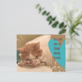 In een kattenoog Funny Cat Briefkaart (Staand voorkant)