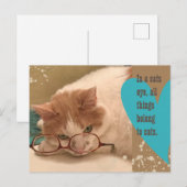 In een kattenoog Funny Cat Briefkaart (Voorkant / Achterkant)