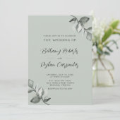 In één keer Waterverf Eucalyptus Weddenschap Kaart (Staand voorkant)