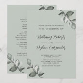 In één keer Waterverf Eucalyptus Weddenschap Kaart (Voorkant / Achterkant)