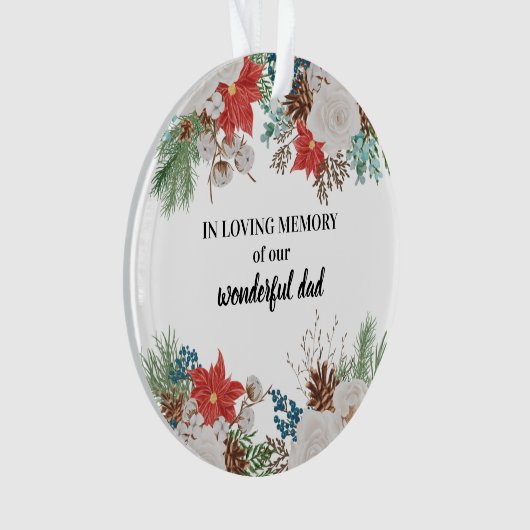 In een liefhebbend geheugen: Poinsettia & Pine Con Ornament (voorkant)