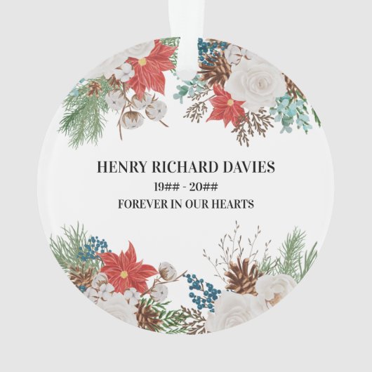In een liefhebbend geheugen: Poinsettia & Pine Con Ornament (achterkant)