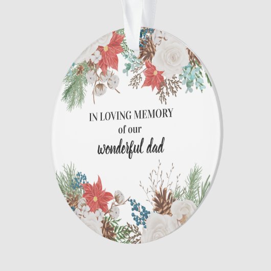 In een liefhebbend geheugen: Poinsettia & Pine Con Ornament (voorkant)