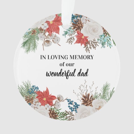 In een liefhebbend geheugen: Poinsettia & Pine Con Ornament (voorkant)