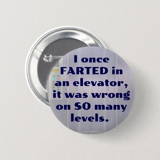 In een lift, FART JOKE, DAD JOKE. Ronde Button 5,7 Cm (Voorkant /achterkant)