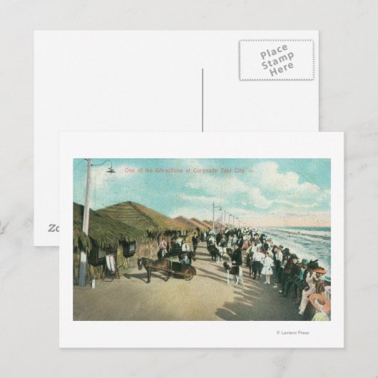 In een Lijn in Tent City verzamelde gewassen Briefkaart (Voorkant / Achterkant)