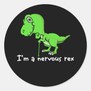In een nerveuze rex mentale gezondheid bewustzijn ronde sticker