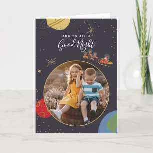 In een orbit kerstfotokaart feestdagen kaart