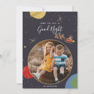 In een orbit kerstfotokaart feestdagenkaart