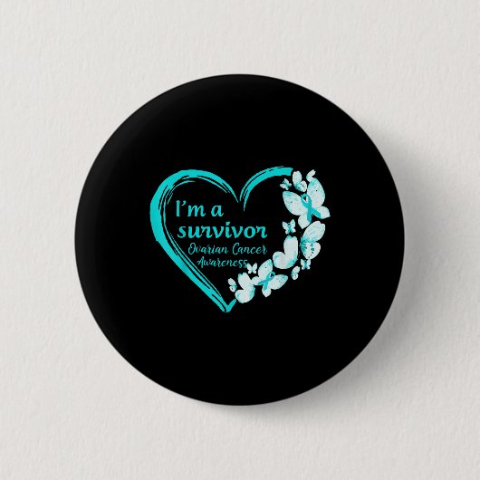 In een overlevende vlinder eierstokkanker bewustzi ronde button 5,7 cm (Voorkant)