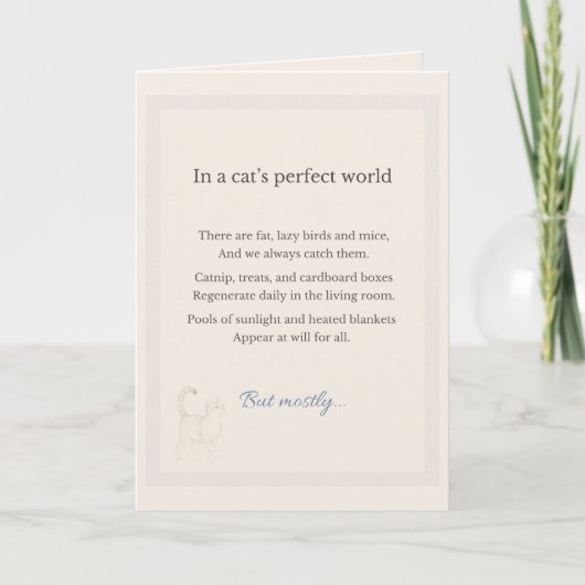 In een perfecte wereld Kattenvader Vaderdag Tabby Kaart (Voorkant)
