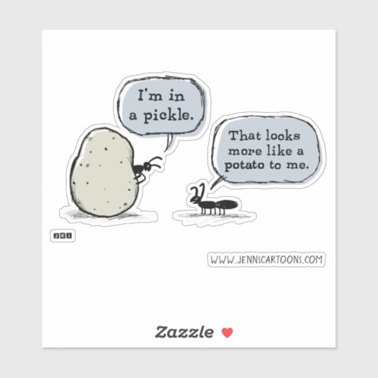 In een pickle Funny Weird Cartoon Vinyl Sticker (Vel)