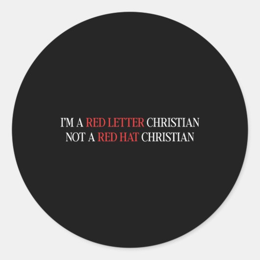 In een rode letter Christelijk geen rood Pet Chris Ronde Sticker (Voorkant)