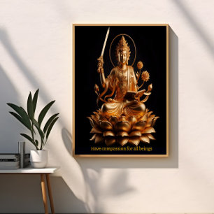 In een serene omgeving zit een prachtige gouden Bo Poster