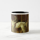 In een stabiele tweekleurige koffiemok (Center)