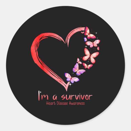 In een Survivor Heart Disease Awareness Month Red  Ronde Sticker (Voorkant)