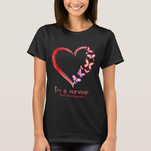 In een Survivor Heart Disease Awareness Month Red  T-shirt (Voorkant)