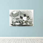 In een Tahitan Hut Canvas Afdruk (Insitu (Houten vloer))
