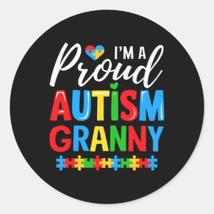 In een trots autisme oma bewustzijn puzzel stuk ronde sticker