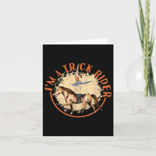 In een truc ruiter paardrijden grappig paard terug kaart