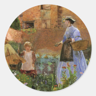 In een tuin in Cookham door George John Pinwell Ronde Sticker