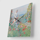 In een tuinschilderij vierkante klok (Hoek)