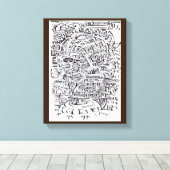 In een Tussen-plaats, india inkttekening Canvas Afdruk (Insitu (Houten vloer))