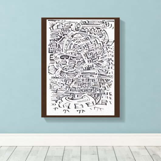 In een Tussen-plaats, india inkttekening Canvas Afdruk (Insitu (Houten vloer))