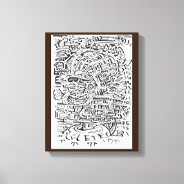 In een Tussen-plaats, india inkttekening Canvas Afdruk