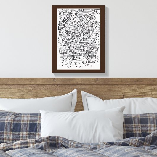 In een Tussen-plaats, india inkttekening Canvas Afdruk (Insitu (Slaapkamer))