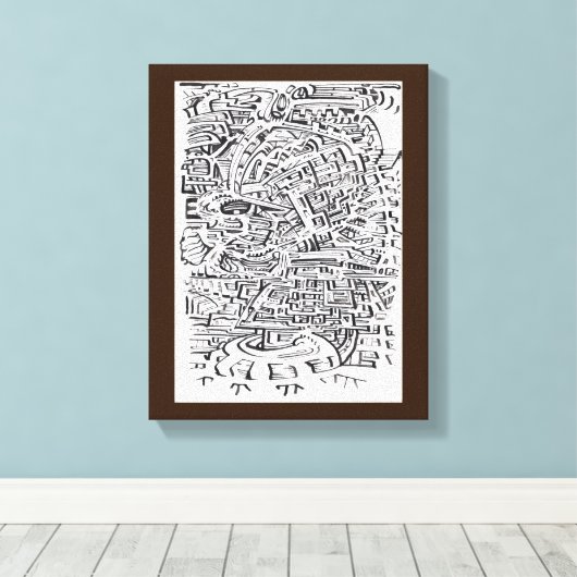 In een Tussen-plaats, india inkttekening Canvas Afdruk (Insitu (Houten vloer))