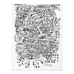 In een Tussen-plaats, india inkttekening Foto Afdruk