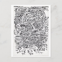 In een Tussen-plaats, inkttekening Briefkaart