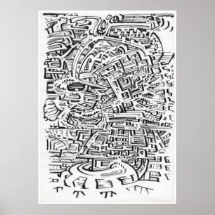 In een tussenruimte, inkttekening poster