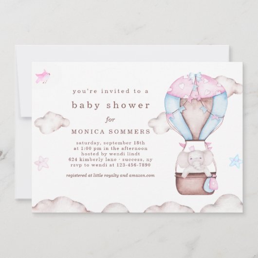 In een uitnodiging voor een Cloud Baby Shower (Voorkant)