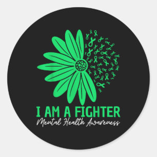 In een vechter geestelijke gezondheid bewustzijn b ronde sticker