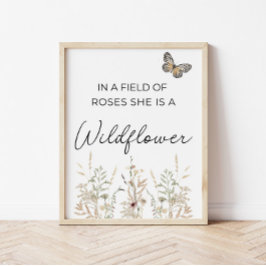 In een veld met rozen Boho Wildflower Girl Nursery Poster