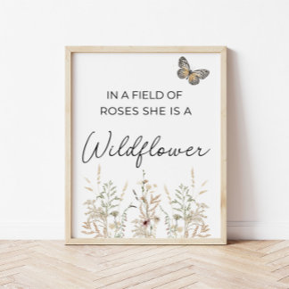 In een veld met rozen Boho Wildflower Girl Nursery Poster
