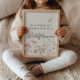 In een veld van rozen wilde bloemen nursery kunst poster