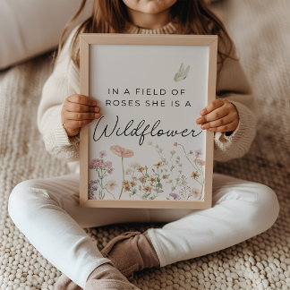 In een veld van rozen wilde bloemen nursery kunst poster