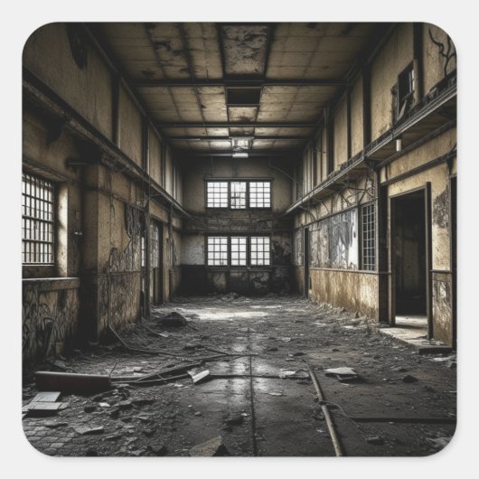 In een verlaten station vierkante sticker (Voorkant)