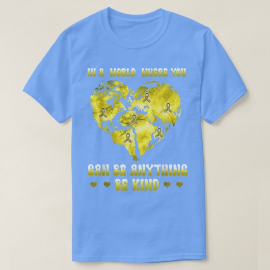 in een wereld is kanker bij kinderen een gouden ee t-shirt (Design voorkant)