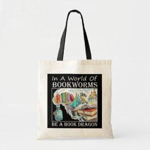 In een wereld van boekwormen zijn boeken draak tote bag