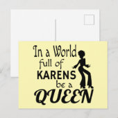 In een wereld van KARENS een KONINGIN Briefkaart (Voorkant / Achterkant)
