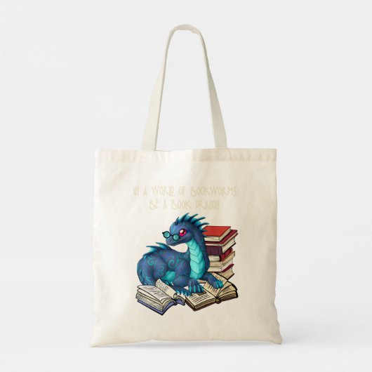 In een wereld vol boekwormen is een boekendraak tote bag (Achterkant)