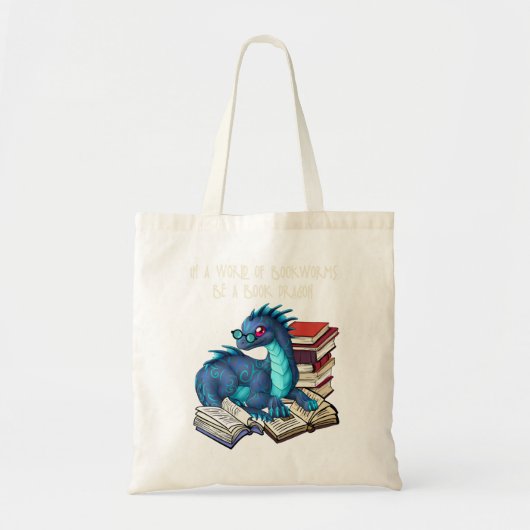 In een wereld vol boekwormen is een boekendraak tote bag (Voorkant)