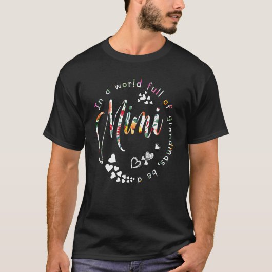 In een wereld vol oma's een Mimi Apparel Gra T-shirt (Voorkant)