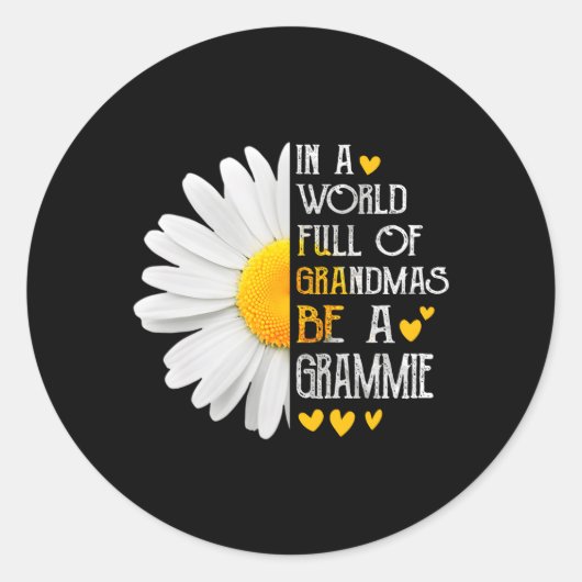 In een wereld vol oma's wees een Grammie Daisy Mot Ronde Sticker (Voorkant)
