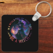 In een wereld vol prinsessen is een heks-halloween sleutelhanger (Achterkant)