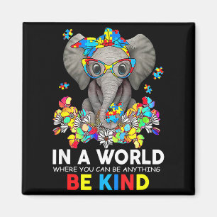 In Een Wereld Wees Aardig Cute Olifant Autisme Moe Magneet